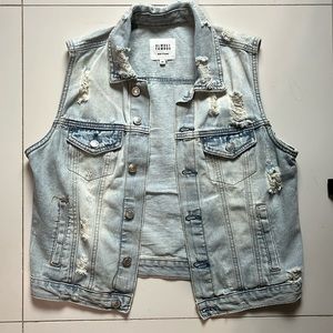 Ripped Light Wash Jean Vest
